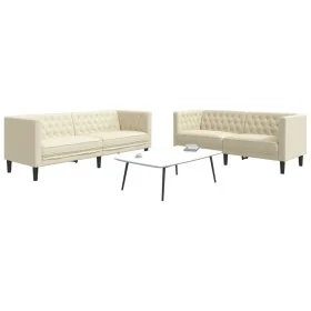 Juego de sofás Chesterfield 2 piezas cuero sintético crema by , Sofas - Ref: Foro24-3209275, Price: 556,25 €, Discount: %