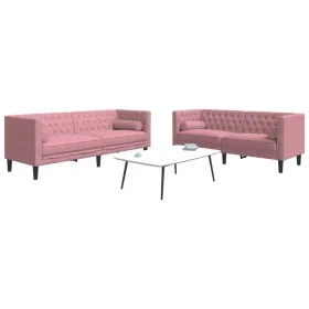 Set de sofás Chesterfield con cojines 2 piezas terciopelo rosa by , Sofas - Ref: Foro24-3209294, Price: 630,64 €, Discount: %