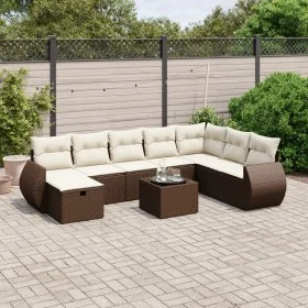 Set de sofás de jardín 9 pzas y cojines ratán sintético marrón by , Garden sets - Ref: Foro24-3264219, Price: 596,00 €, Disco...