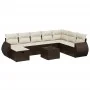 Set de sofás de jardín 9 pzas y cojines ratán sintético marrón by , Garden sets - Ref: Foro24-3264219, Price: 596,00 €, Disco...