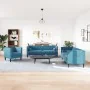 Set de sofás Chesterfield con cojines 3 piezas terciopelo azul by , Sofas - Ref: Foro24-3209289, Price: 911,48 €, Discount: %