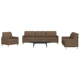 Juego de sofás 3 piezas tela marrón by , Sofas - Ref: Foro24-3278290, Price: 616,97 €, Discount: %