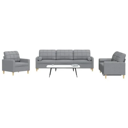 Juego de sofás con cojines 3 piezas tela gris claro von , Sofas - Ref: Foro24-3278303, Preis: 627,37 €, Rabatt: %