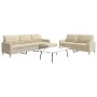 Juego de sofás con reposapiés 3 piezas tela crema by , Sofas - Ref: Foro24-3278329, Price: 538,70 €, Discount: %