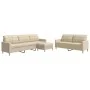 Juego de sofás con reposapiés 3 piezas tela crema by , Sofas - Ref: Foro24-3278329, Price: 538,70 €, Discount: %