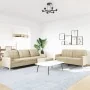 Juego de sofás con reposapiés 3 piezas tela crema by , Sofas - Ref: Foro24-3278329, Price: 538,70 €, Discount: %