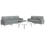 Juego de sofás 3 pzas con reposapiés y cojines tela gris claro von , Sofas - Ref: Foro24-3278343, Preis: 547,36 €, Rabatt: %