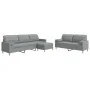 Juego de sofás 3 pzas con reposapiés y cojines tela gris claro von , Sofas - Ref: Foro24-3278343, Preis: 547,36 €, Rabatt: %