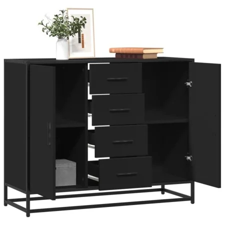 Aparador de madera de ingeniería negro 92x35x76 cm by , Sideboards - Ref: Foro24-3300825, Price: 113,62 €, Discount: %