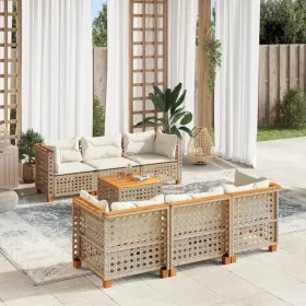 Set sofás de jardín 7 piezas y cojines ratán sintético beige by , Garden sets - Ref: Foro24-3261742, Price: 592,45 €, Discoun...