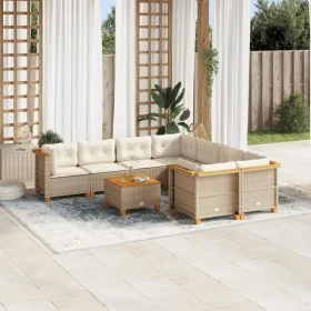 Set de sofás de jardín con cojines 9 pzas ratán sintético beige by , Garden sets - Ref: Foro24-3261775, Price: 675,43 €, Disc...