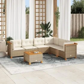 Set sofás de jardín 7 piezas y cojines ratán sintético beige by , Garden sets - Ref: Foro24-3261865, Price: 519,72 €, Discoun...