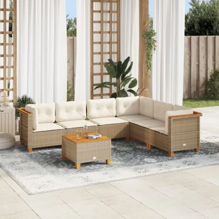 Set sofás de jardín 7 piezas y cojines ratán sintético beige by , Garden sets - Ref: Foro24-3261865, Price: 519,72 €, Discoun...