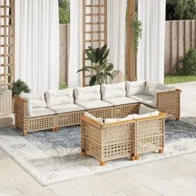 Set de sofás de jardín y cojines 8 piezas ratán sintético beige by , Garden sets - Ref: Foro24-3261892, Price: 709,44 €, Disc...
