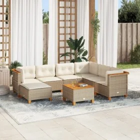 Set de sofás de jardín y cojines 8 piezas ratán sintético beige by , Garden sets - Ref: Foro24-3261943, Price: 575,40 €, Disc...