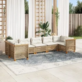 Set sofás de jardín 7 piezas y cojines ratán sintético beige by , Garden sets - Ref: Foro24-3261976, Price: 621,29 €, Discoun...