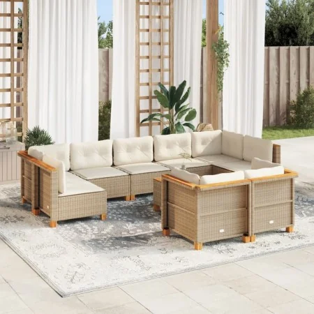 Juego de sofás jardín con cojines beige 10 pzas ratán sintético de , Conjuntos de jardín - Ref: Foro24-3261997, Precio: 745,4...
