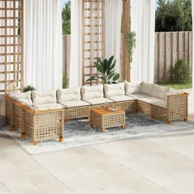 Set de sofás de jardín 11pzas con cojines ratán sintético beige by , Garden sets - Ref: Foro24-3262030, Price: 917,68 €, Disc...