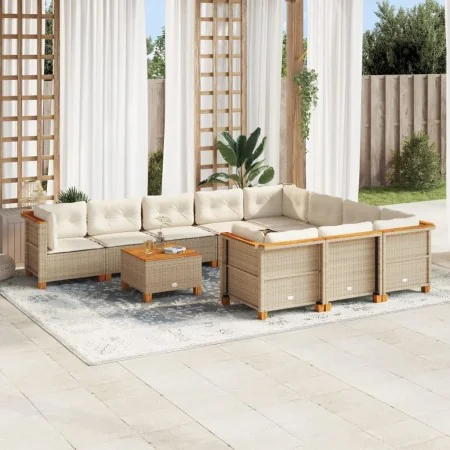 Set de sofás de jardín 11pzas con cojines ratán sintético beige von , Gartensets - Ref: Foro24-3262039, Preis: 834,83 €, Raba...