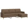 Sofá de 3 plazas con taburete de tela marrón 210 cm by , Sofas - Ref: Foro24-3278252, Price: 359,03 €, Discount: %