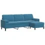 Sofá de 3 plazas con taburete de terciopelo azul 210 cm von , Sofas - Ref: Foro24-3278286, Preis: 370,04 €, Rabatt: %