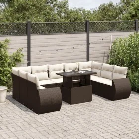 Set de sofás de jardín 10 pzas y cojines ratán sintético marrón by , Garden sets - Ref: Foro24-3268743, Price: 774,84 €, Disc...