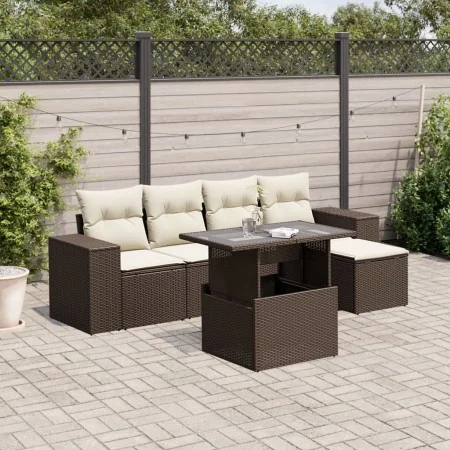 Set sofás de jardín 6 piezas y cojines ratán sintético marrón by , Garden sets - Ref: Foro24-3269133, Price: 433,02 €, Discou...