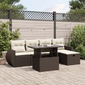 Set sofás de jardín 6 piezas y cojines ratán sintético marrón by , Garden sets - Ref: Foro24-3275133, Price: 444,37 €, Discou...