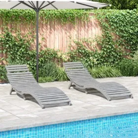 Tumbonas 2 unidades madera maciza acacia gris 184x55x64 cm by , Loungers - Ref: Foro24-3155468, Price: 270,33 €, Discount: %