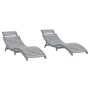 Tumbonas 2 unidades madera maciza acacia gris 184x55x64 cm by , Loungers - Ref: Foro24-3155468, Price: 309,01 €, Discount: %