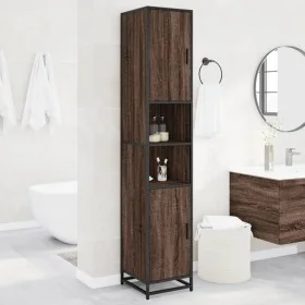 Armario de baño madera y metal marrón roble 35x37,5x188,5 cm von , Badezimmermöbel - Ref: Foro24-3300884, Preis: 125,28 €, Ra...