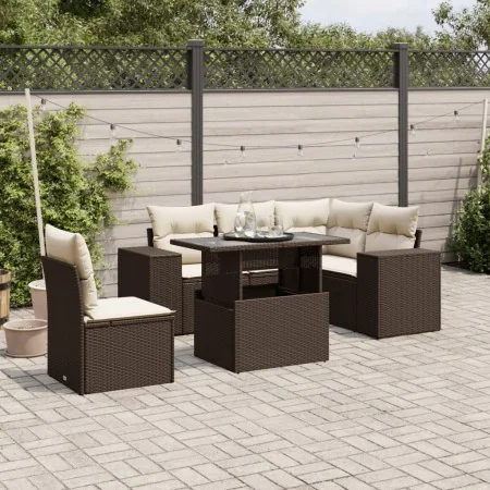 Set sofás de jardín 6 piezas y cojines ratán sintético marrón by , Garden sets - Ref: Foro24-3269173, Price: 476,69 €, Discou...