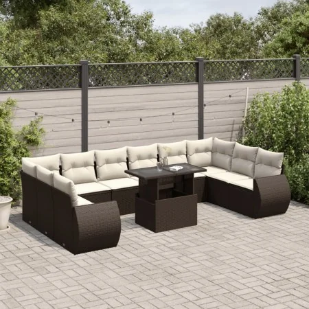 Set de sofás de jardín 11 pzas cojines ratán sintético marrón by , Garden sets - Ref: Foro24-3268783, Price: 838,24 €, Discou...