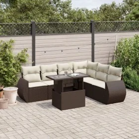 Juego de sofás de jardín 7 piezas con cojines ratán PE marrón by , Garden sets - Ref: Foro24-3268563, Price: 537,68 €, Discou...