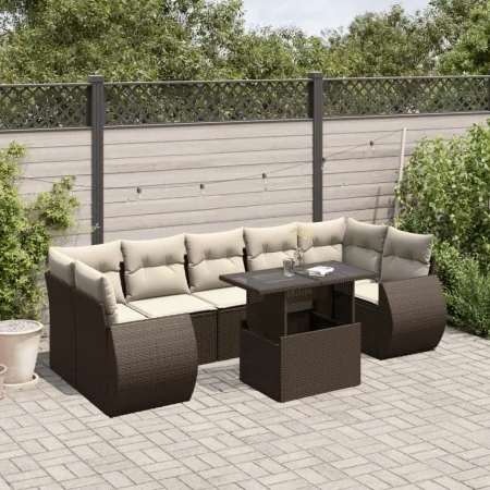 Set sofás de jardín 8 piezas y cojines ratán sintético marrón de , Conjuntos de jardín - Ref: Foro24-3268413, Precio: 621,20 ...