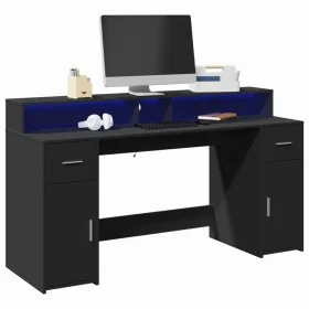 Escritorio con luz LED madera ingeniería negro 160x55x91 cm by , Desks - Ref: Foro24-3309430, Price: 229,89 €, Discount: %