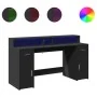 Escritorio con luz LED madera ingeniería negro 160x55x91 cm by , Desks - Ref: Foro24-3309430, Price: 229,89 €, Discount: %