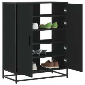 Zapatero de madera de ingeniería y metal negro 75x38x97,5 cm by , Shoe racks and shoe organizers - Ref: Foro24-3300865, Price...