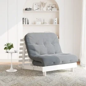 Futón sofá cama con colchón madera maciza blanco 100x206x11 cm by , Futones - Ref: Foro24-846767, Price: 243,63 €, Discount: %