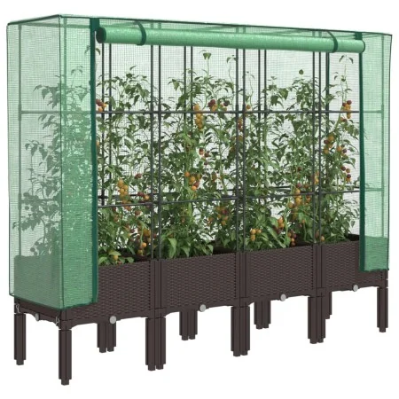 Arriate con cubierta invernadero aspecto ratán 160x40x140 cm by , Pots and planters - Ref: Foro24-4015807, Price: 130,20 €, D...