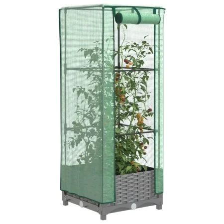 Arriate con cubierta invernadero aspecto ratán 40x40x123 cm by , Pots and planters - Ref: Foro24-4015851, Price: 42,79 €, Dis...
