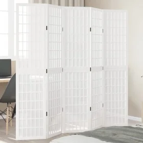 Biombo separador de 5 paneles madera maciza Paulownia blanco by , Room dividers - Ref: Foro24-358790, Price: 137,61 €, Discou...
