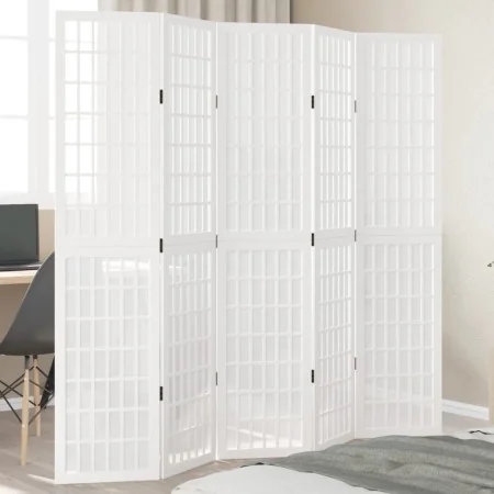 Biombo separador de 5 paneles madera maciza Paulownia blanco by , Room dividers - Ref: Foro24-358790, Price: 137,61 €, Discou...