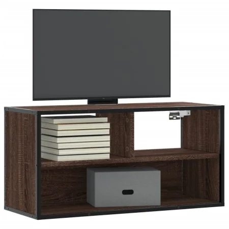 Mueble TV madera ingeniería y metal marrón roble 80x31x39,5 cm by , TV Furniture - Ref: Foro24-848928, Price: 47,15 €, Discou...