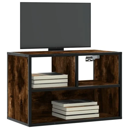 Mueble TV madera ingeniería y metal roble ahumado 60x31x39,5 cm | Tu tienda online para hogar, jardín y más Foro24.es