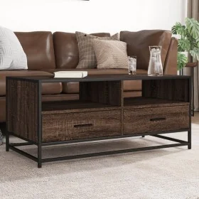 Mesa de centro madera ingeniería metal roble marrón 100x50x45cm by , Coffee table - Ref: Foro24-848788, Price: 103,79 €, Disc...