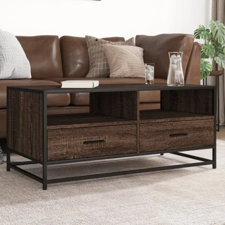 Mesa de centro madera ingeniería metal roble marrón 100x50x45cm de , Mesas de centro - Ref: Foro24-848788, Precio: 104,56 €, ...