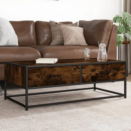 Mesa de centro madera ingeniería metal roble humo 100x50x35 cm by , Coffee table - Ref: Foro24-848781, Price: 65,23 €, Discou...