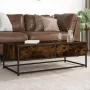 Mesa de centro madera ingeniería metal roble humo 100x50x35 cm by , Coffee table - Ref: Foro24-848781, Price: 65,23 €, Discou...