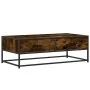 Mesa de centro madera ingeniería metal roble humo 100x50x35 cm by , Coffee table - Ref: Foro24-848781, Price: 65,23 €, Discou...